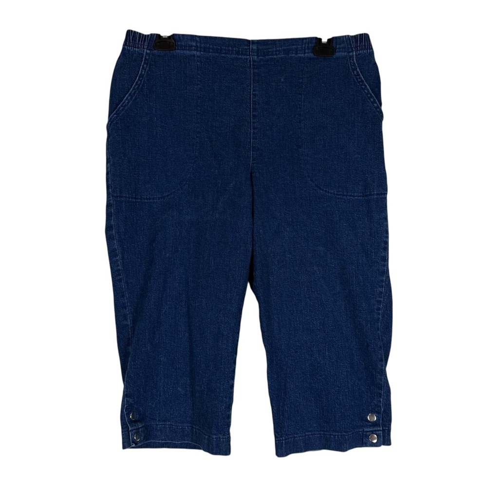 Croft & Barrow Capri Pants Womens 14P Blue Denim Pull On Elastic Stretch Pockets